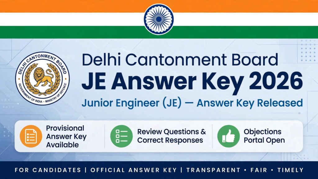 Delhi Cantonment Board JE Answer Key 2026