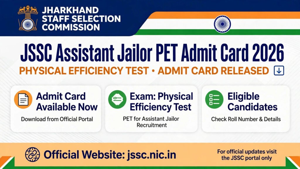 JSSC Assistant Jailor PET Admit Card 2026