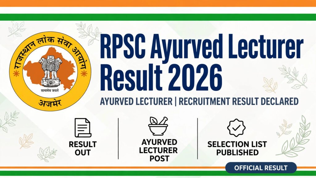 RPSC Ayurved Lecturer Result 2026