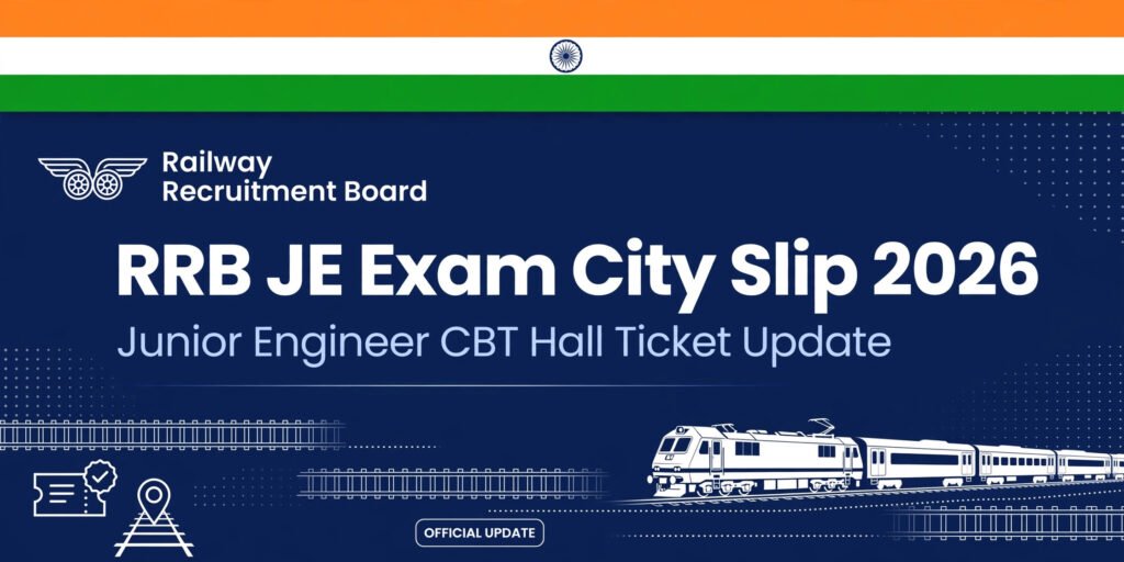 RRB JE Exam City Intimation Slip 2026