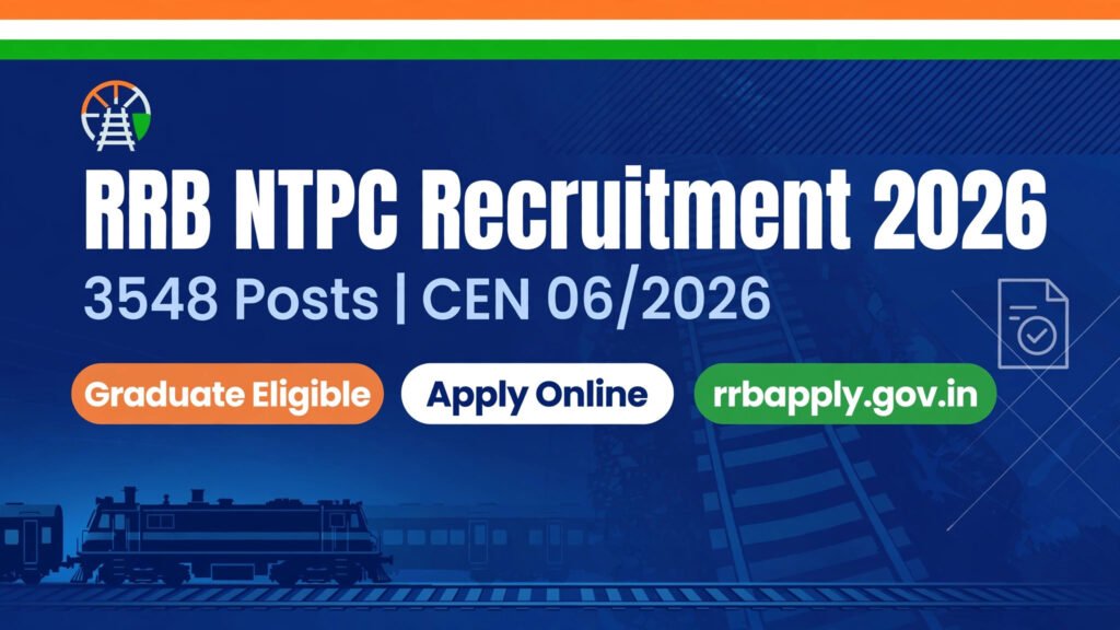 RRB NTPC Graduate Recruitment 2026 - 3548 Posts