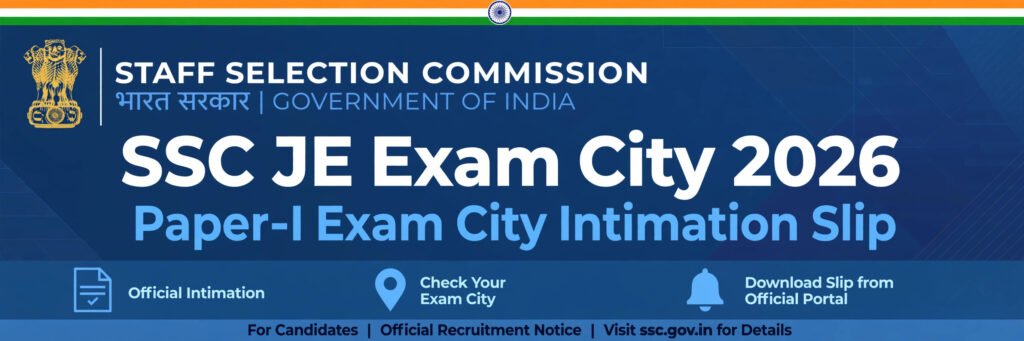 SSC JE Exam City 2026